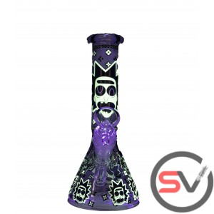 CRAZY FACE MINI GLASS BEAKER With ICE CATCHER 8inch (GLOW IN DARK)